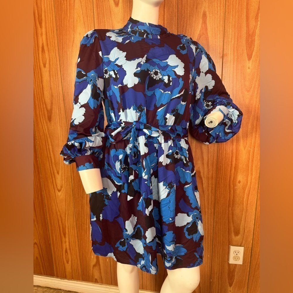 Who What Wear Floral‎ Blue Dress Plus